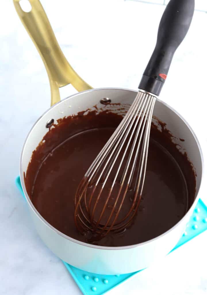 whisking up the hot fudge.