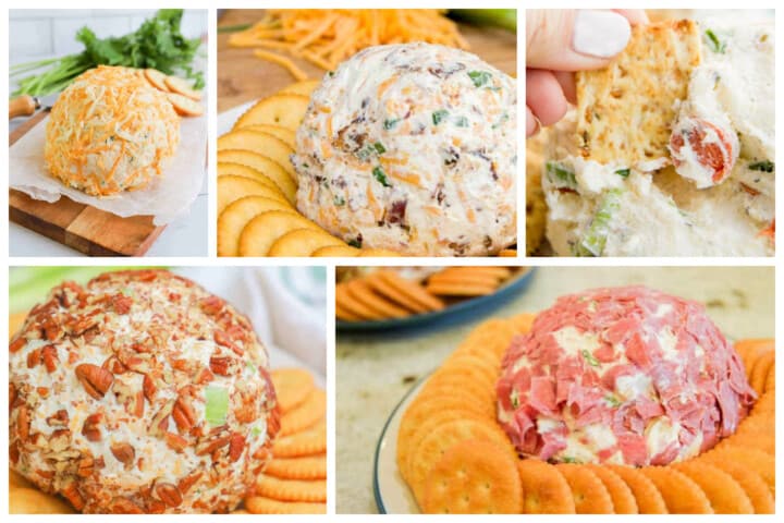 5 cheeseball recipe picture collage.