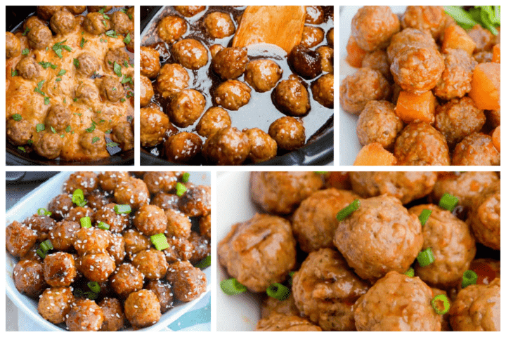 five meatball recipes picture collage.