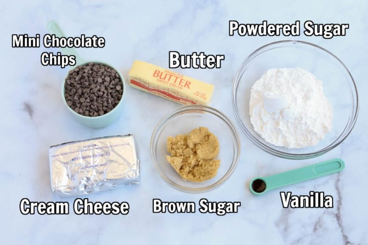 ingredients for chocolate chip cheese ball.
