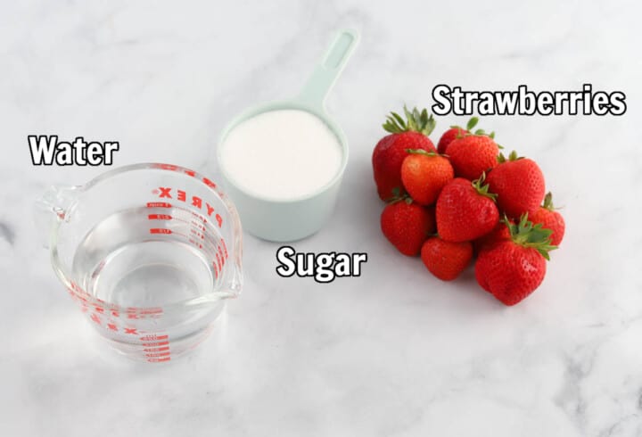 ingredients for the strawberry syrup.