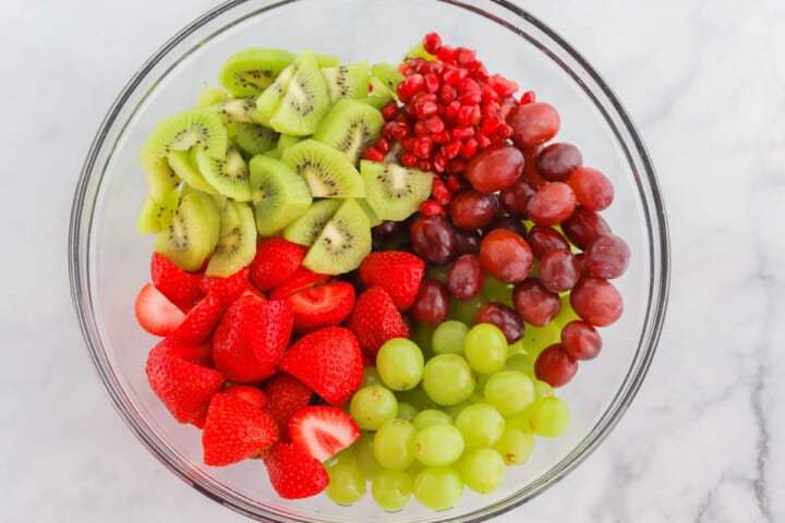 adding all ingredients to large glass bowl.