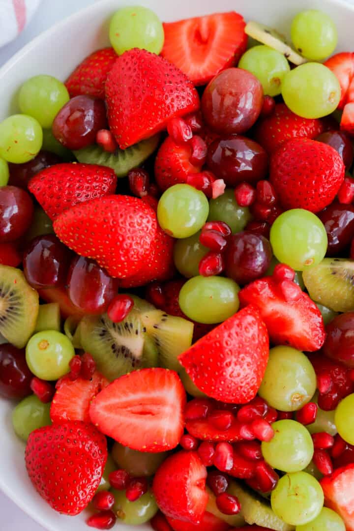 closeup of Christmas Fruit Salad.