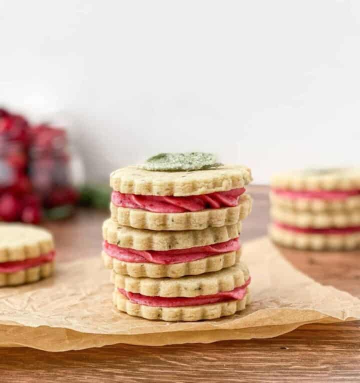 Sage Cookies with Cranberry Buttercream