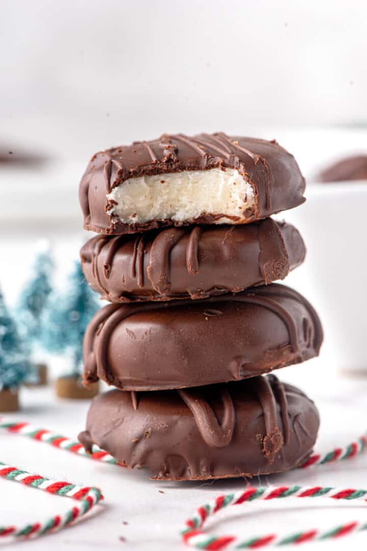 Peppermint Patty Candy stacked on top of each other.