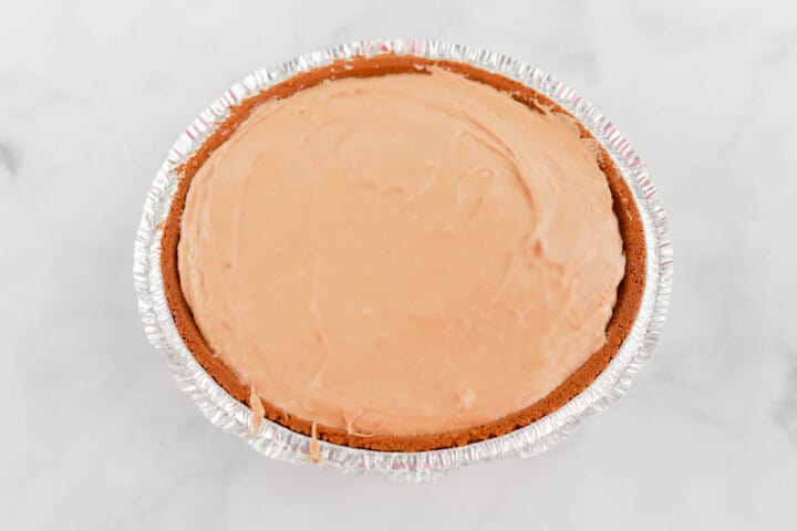 Reese's Cup pie in chocolate pie crust.