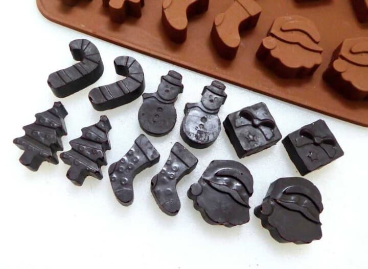 Dairy free Christmas chocolate closeup.