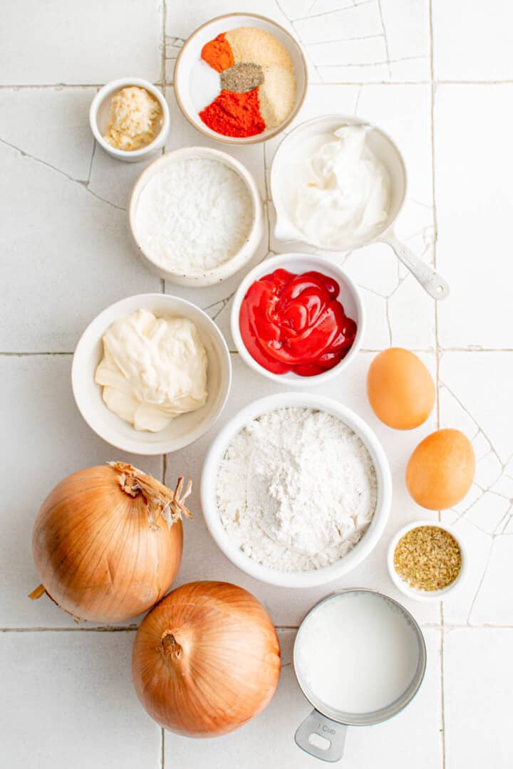 ingredients for air fryer blooming onion.