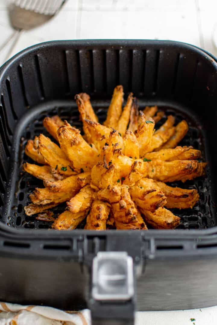 Blooming Onion made in the air fryer basket.