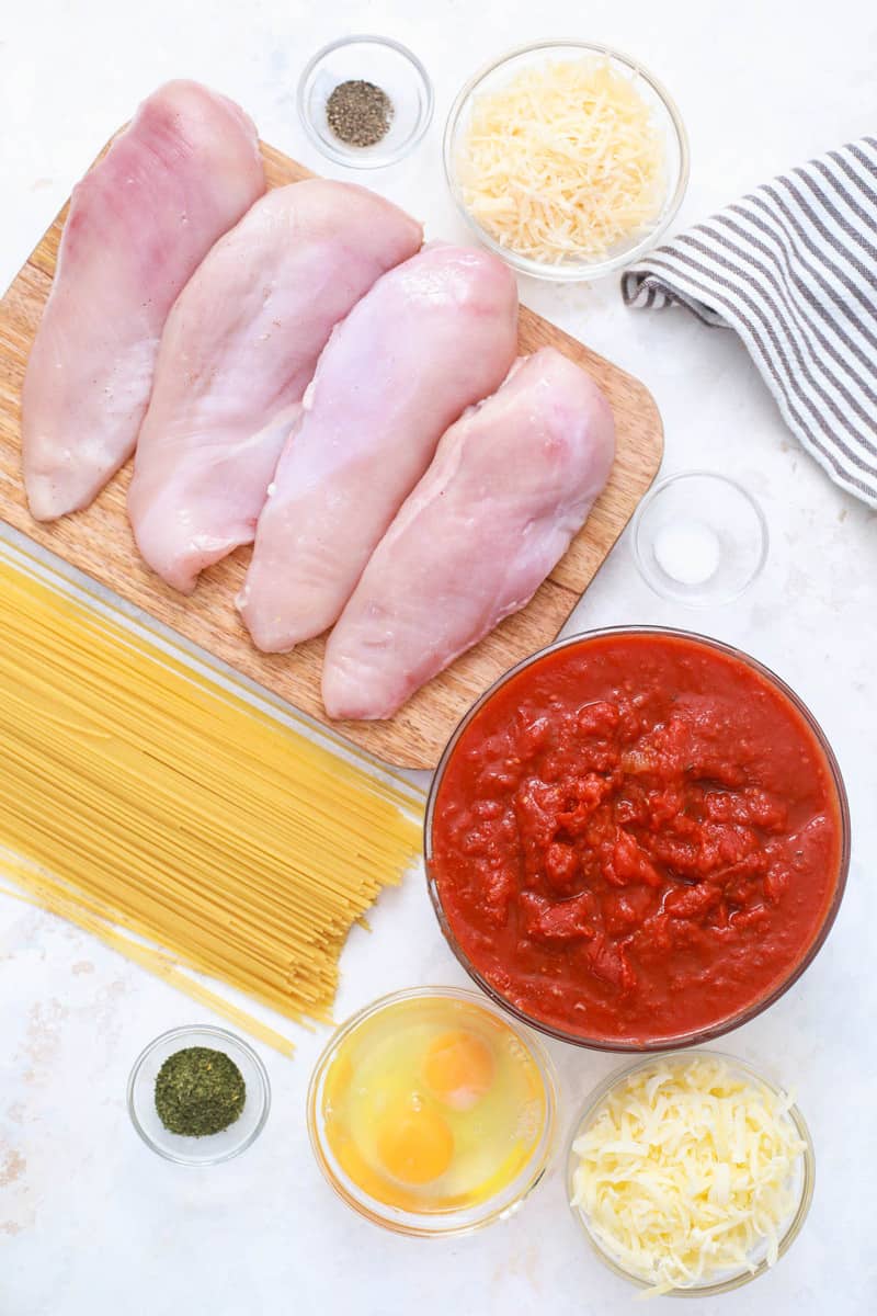 ingredients for chicken parmesan.