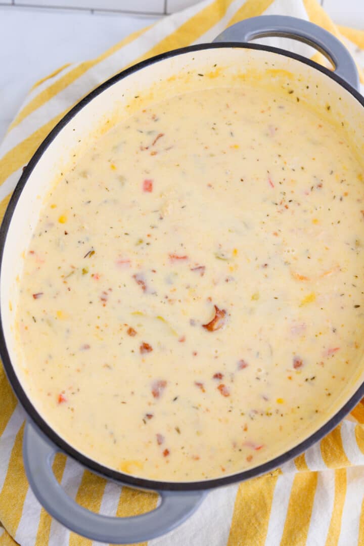 Chicken Corn Chowder in large pot.