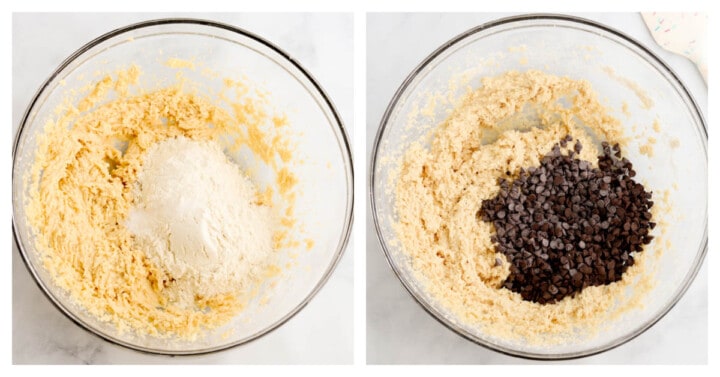 mixing together the ingredients for the cookie dough bites.