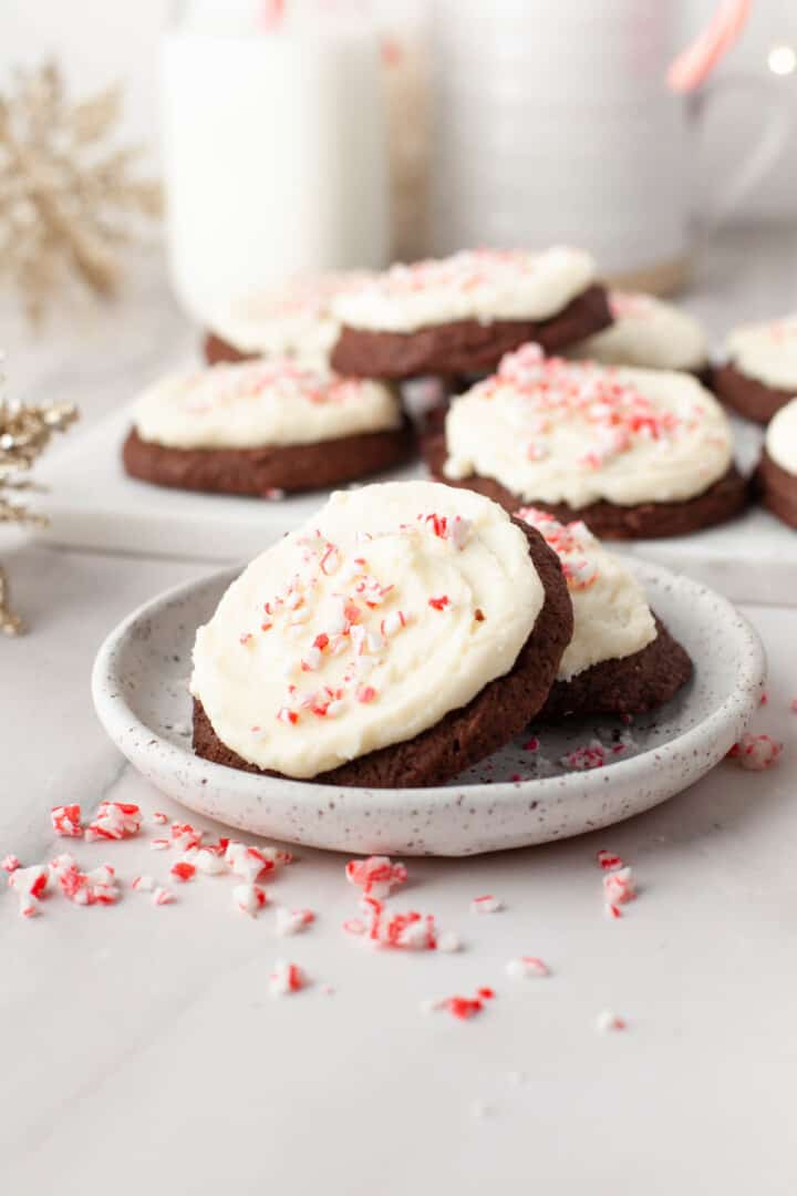 closeup of Chocolate Peppermint Cookies.