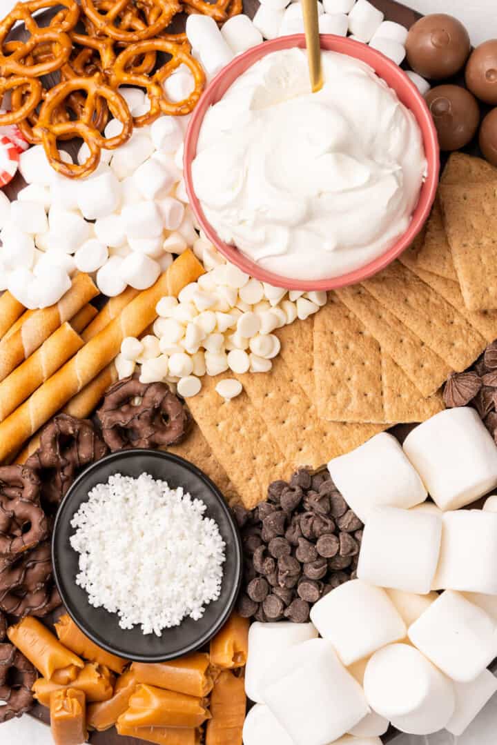 top view of hot chocolate bar items.