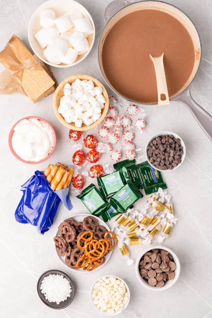 ingredients for the hot chocolate bar.