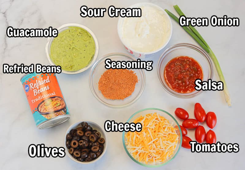 ingredients for 5 layer dip.