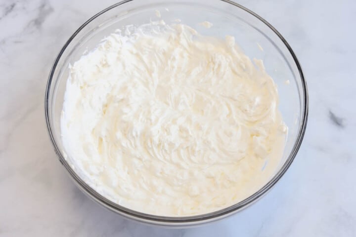 cream cheese and cool whip mixed together.