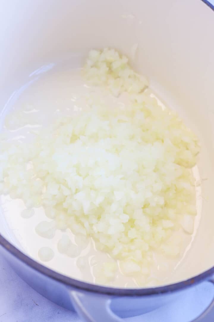 sautéing onions for the soup.