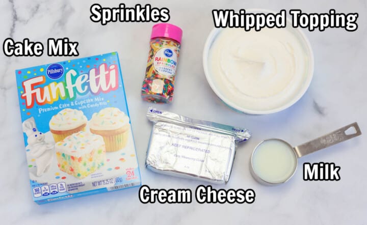 ingredients for Funfetti Dip.