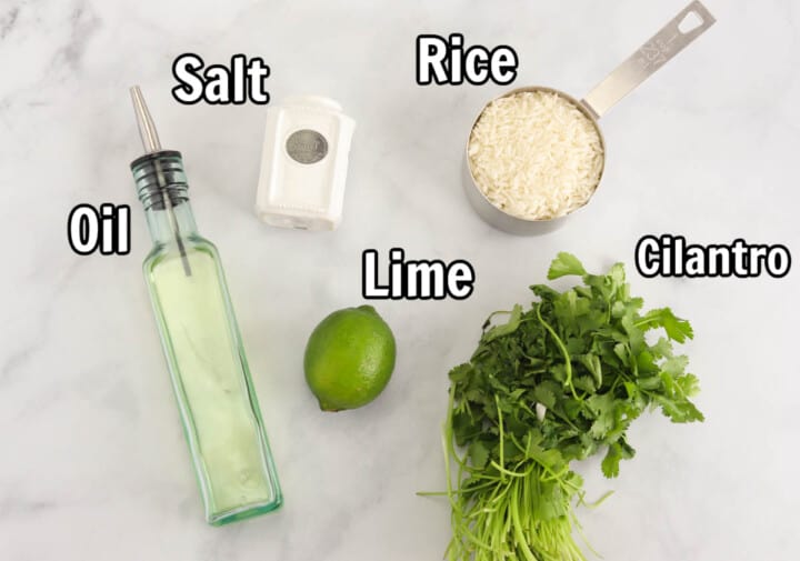 ingredients for cilantro lime rice base.