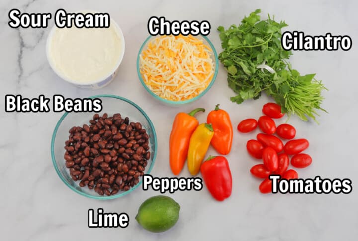 ingredients for the taco bowl toppings.