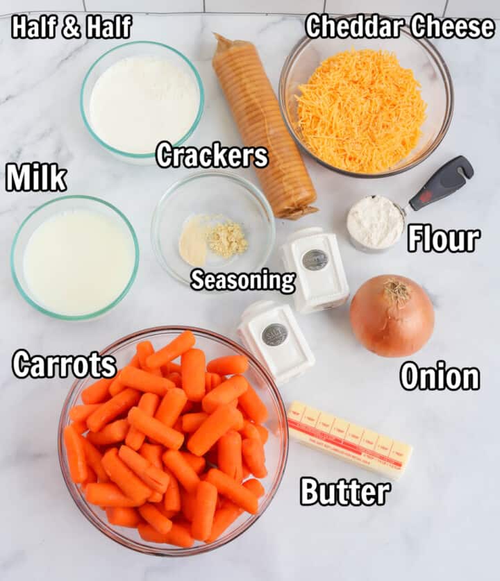 ingredients for the carrot casserole.