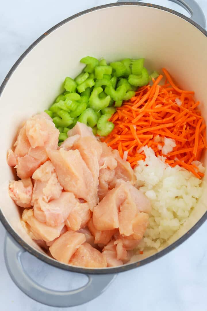 all ingredients for the soup in a large stock pot.