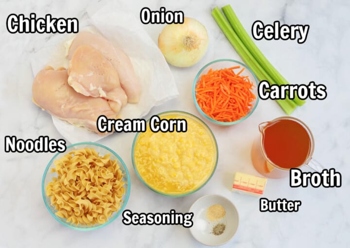 ingredients for chicken corn soup.