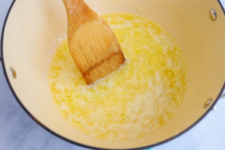 melting butter to cook the onions.