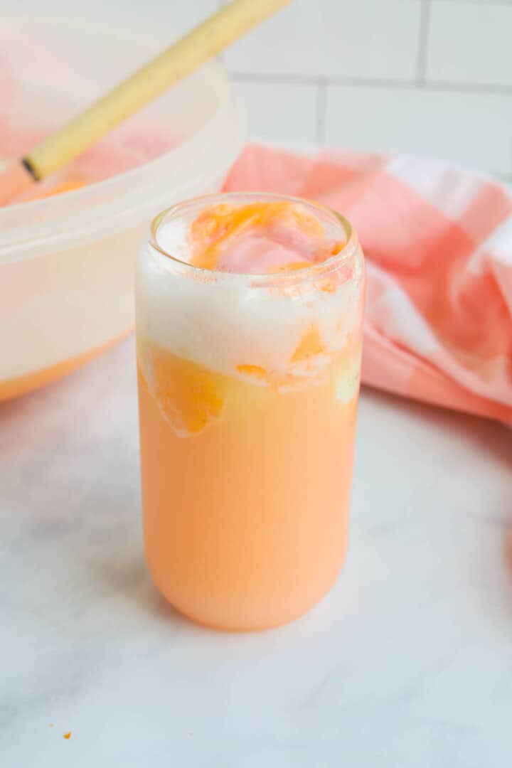 closeup of a glass of the Sherbet Punch.