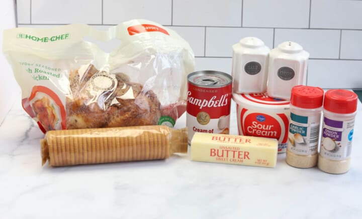 ingredients for Rotisserie Chicken Casserole.