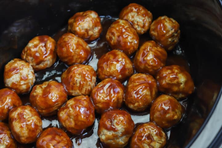 bbq meatballs in the slow cooker.