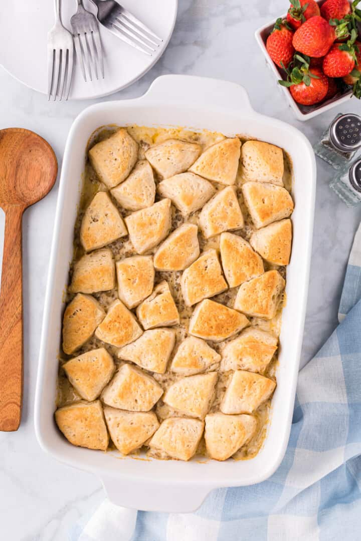 baked biscuits and gravy casserole.