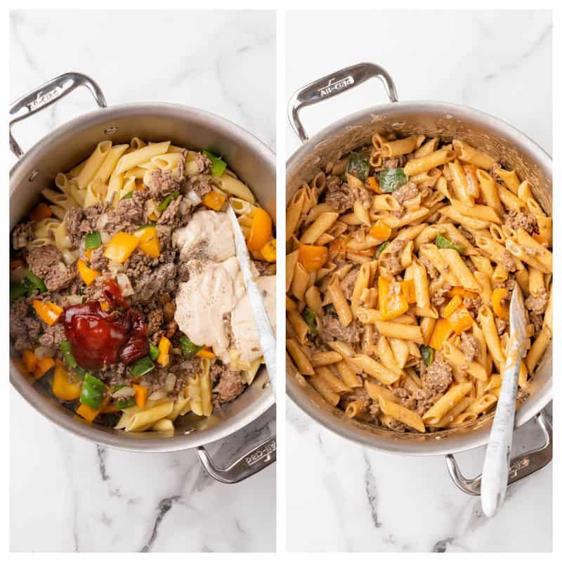 adding all the remaining ingredients to a large pot.