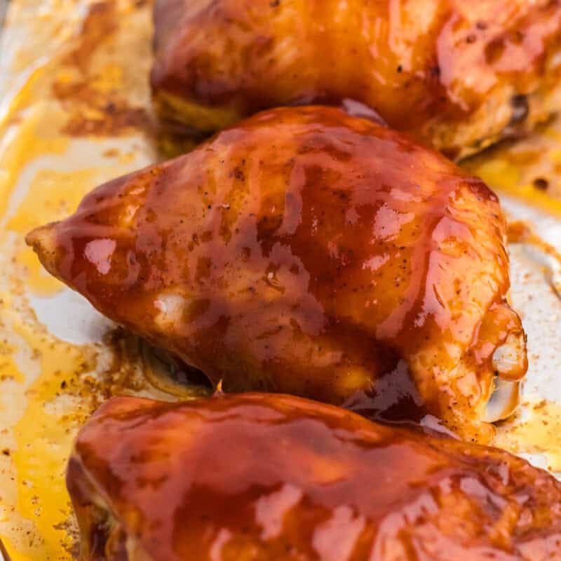 bbq sauce rubbed onto chicken.