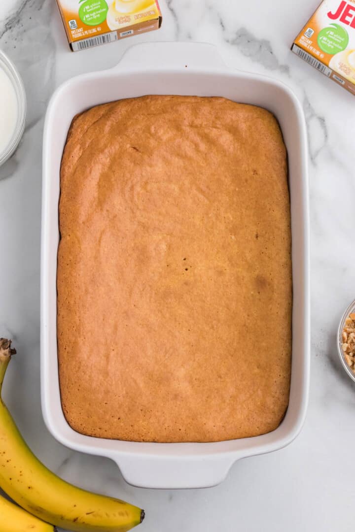 baked vanilla cake for the poke cake.