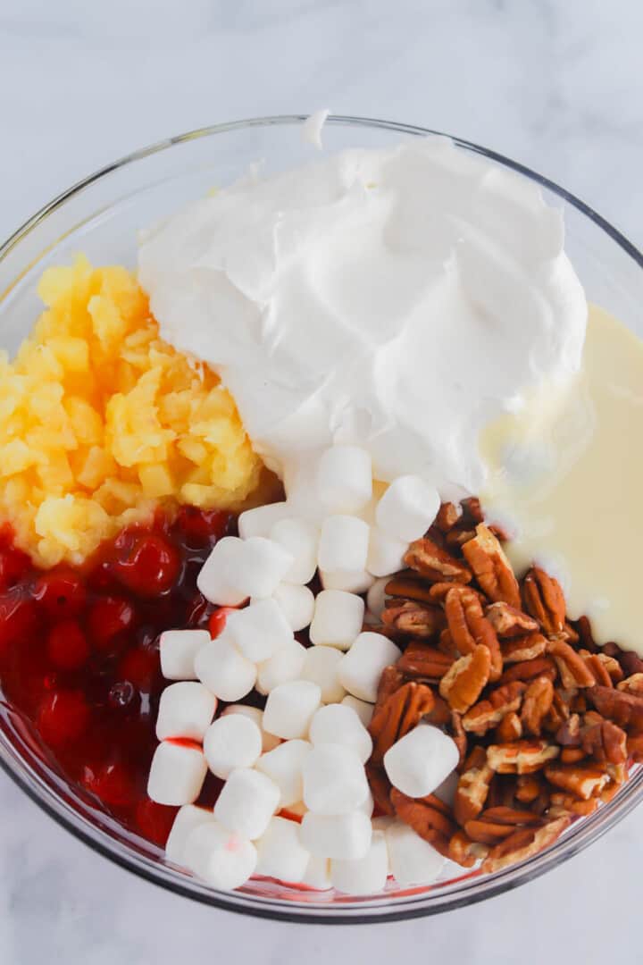 ingredients for the Cherry Fluff in a large bowl.