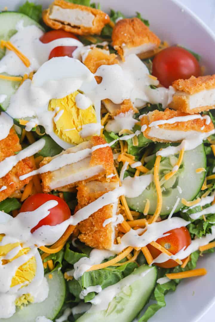 closeup of Crispy Chicken Salad.