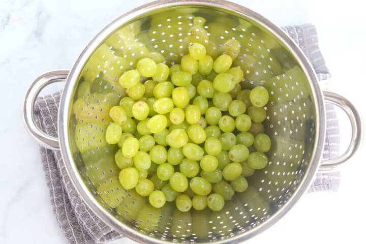 rinsed and damp grapes.