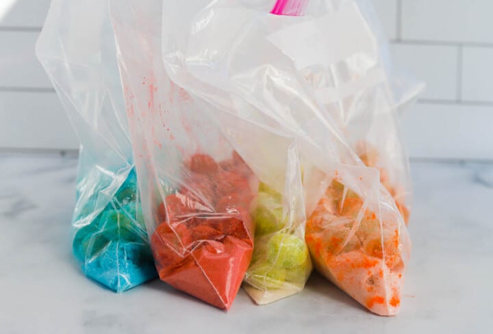 grapes inside the bags of Jell-O mix.