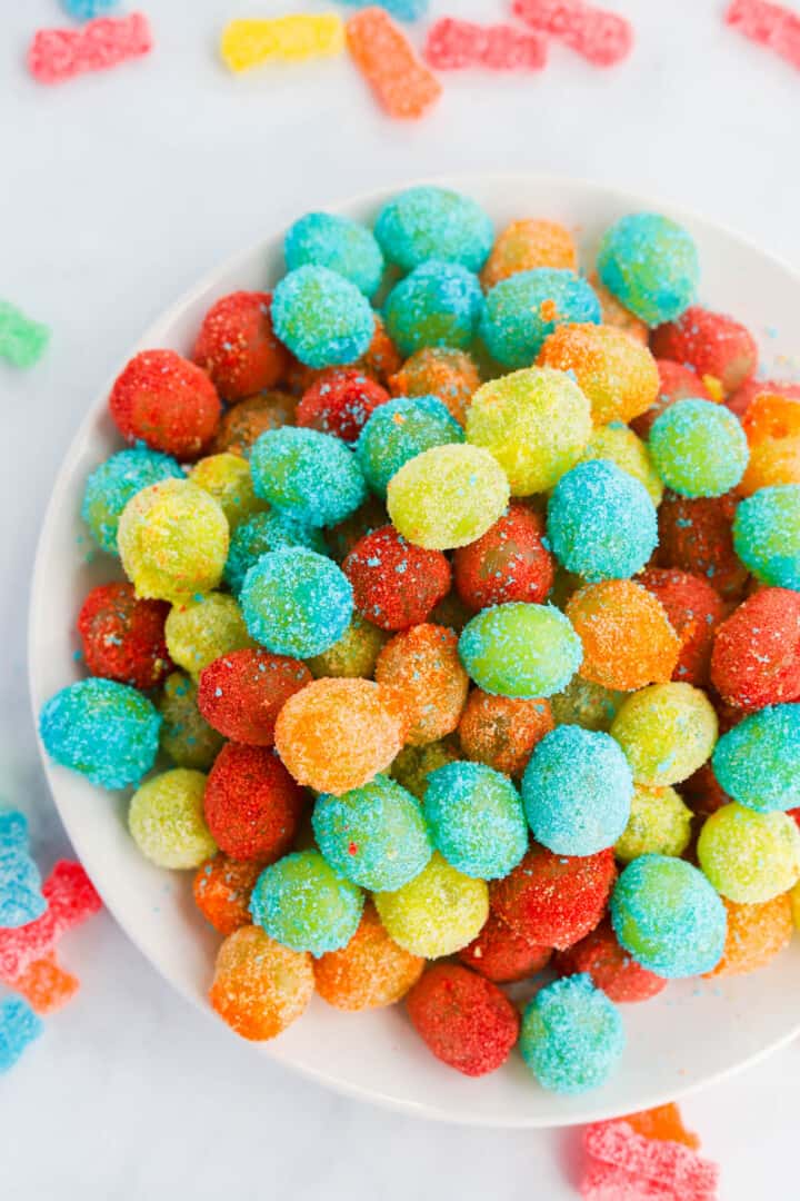 sour patch grapes close up.