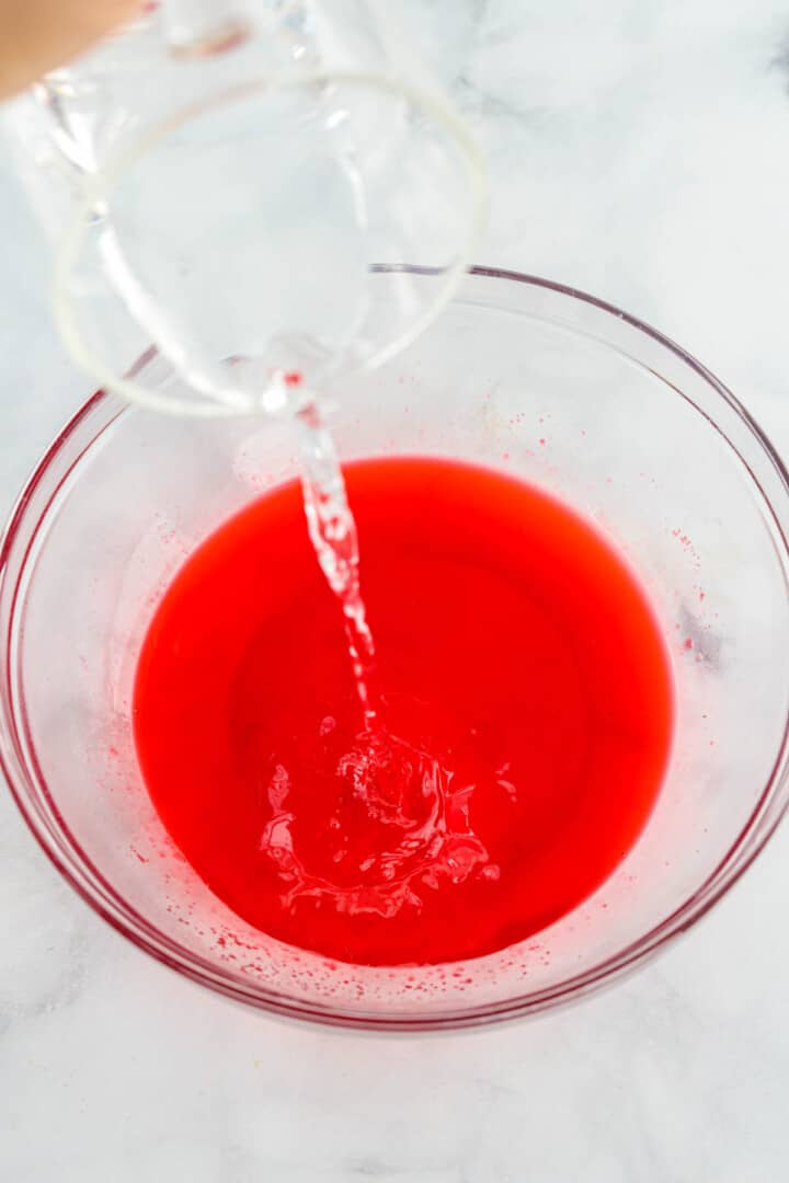 making the strawberry Jell-O.