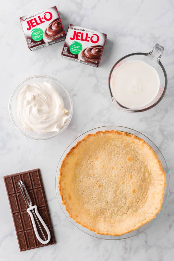 ingredients for chocolate pudding pie.