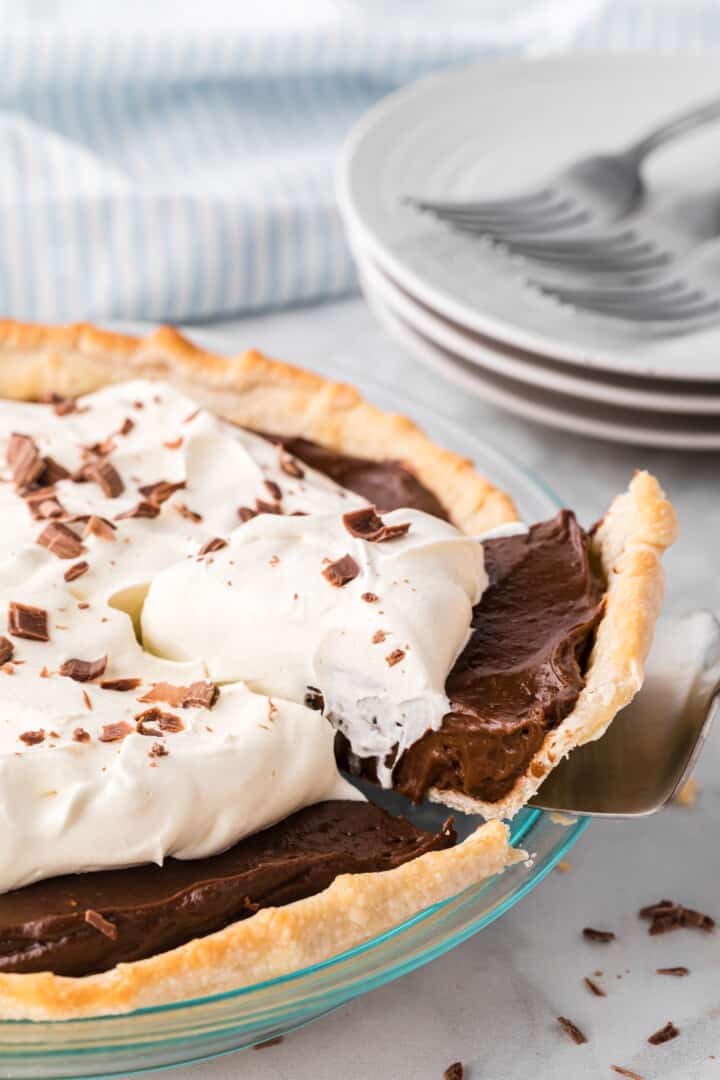 slice of pie being served with a pie slicer.