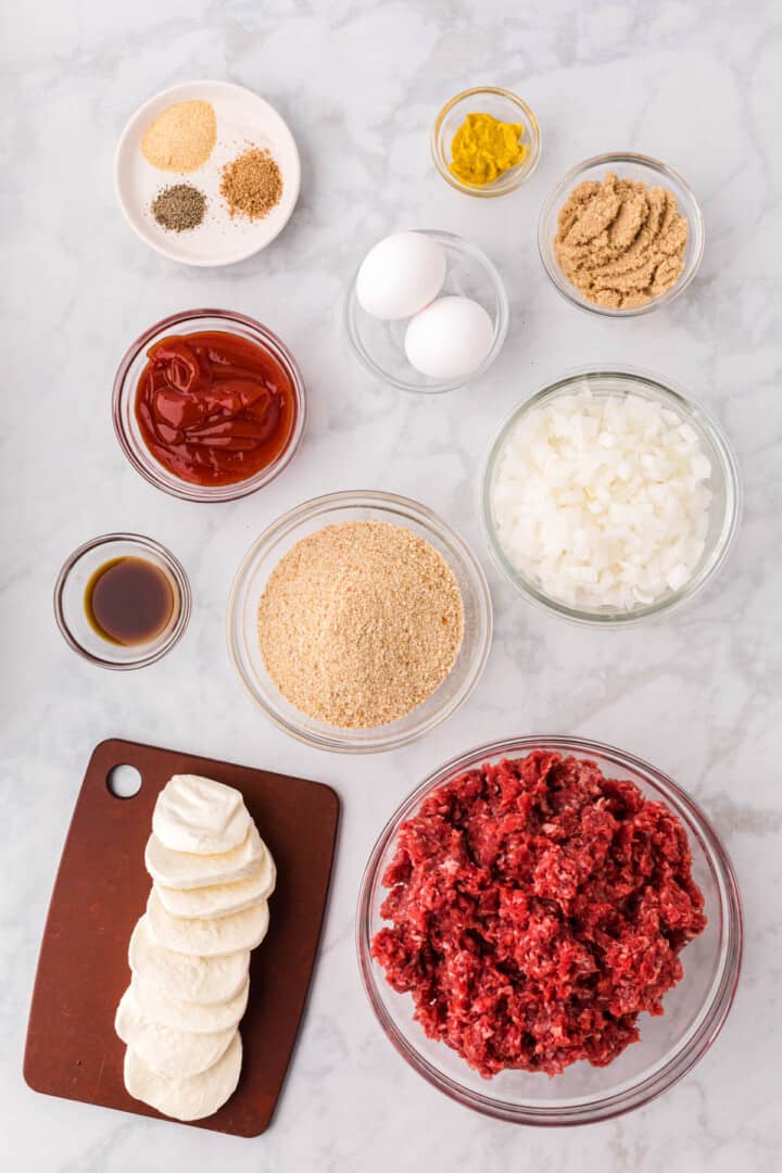 ingredients for stuffed meatloaf.
