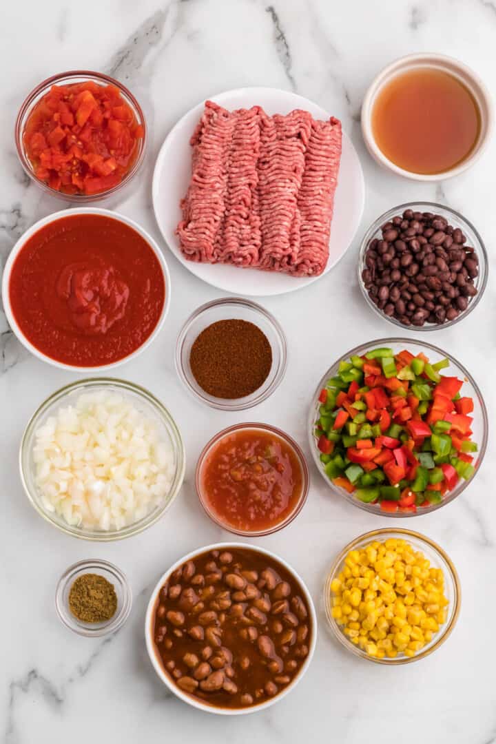 ingredients for taco chili.