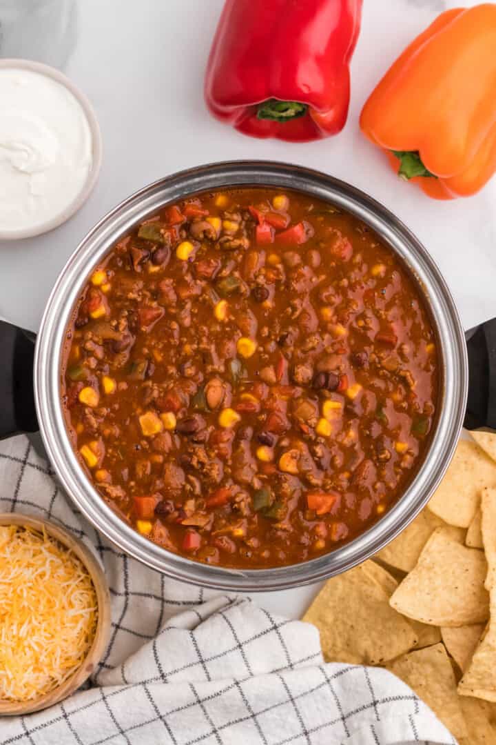 taco chili in large pot.