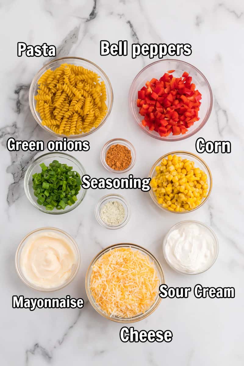 ingredients for taco pasta salad.