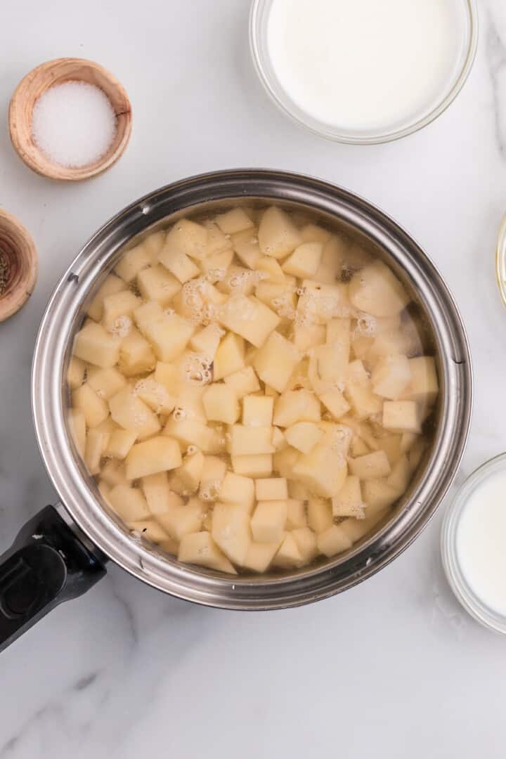 potatoes in boiling water.