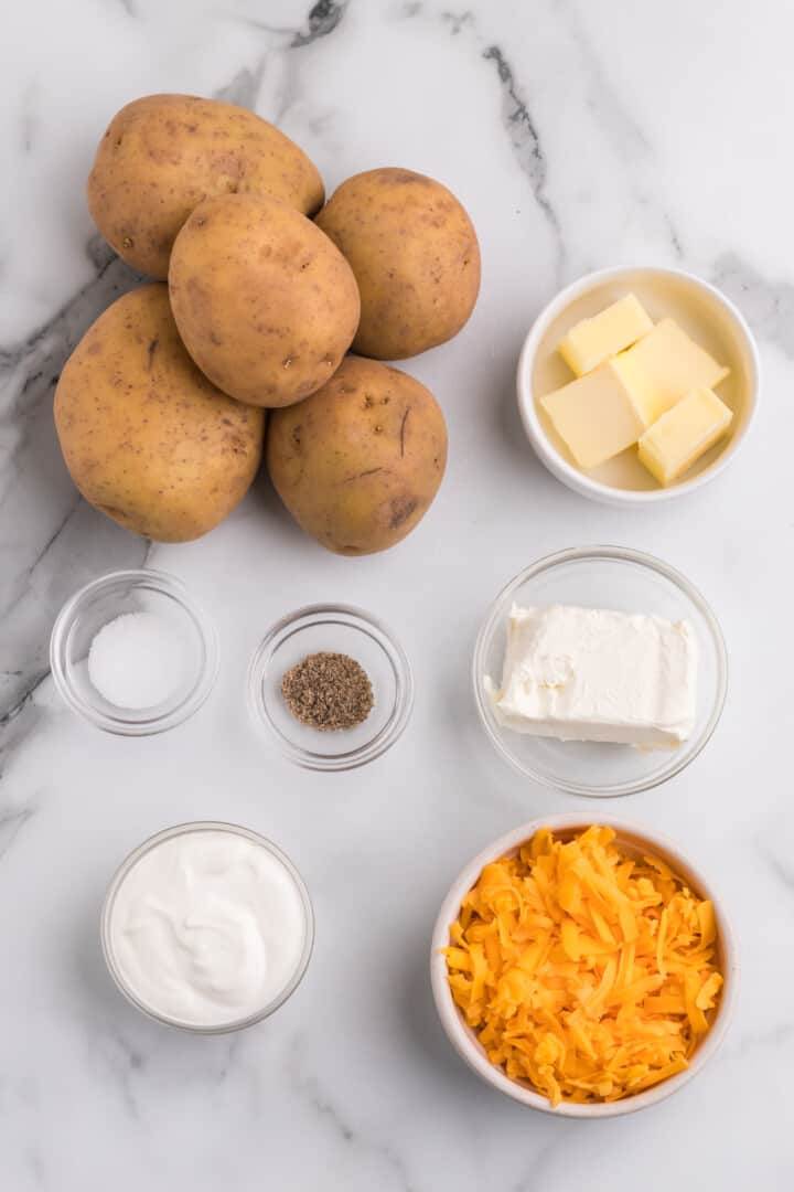 ingredients for cheesy mashed potatoes.